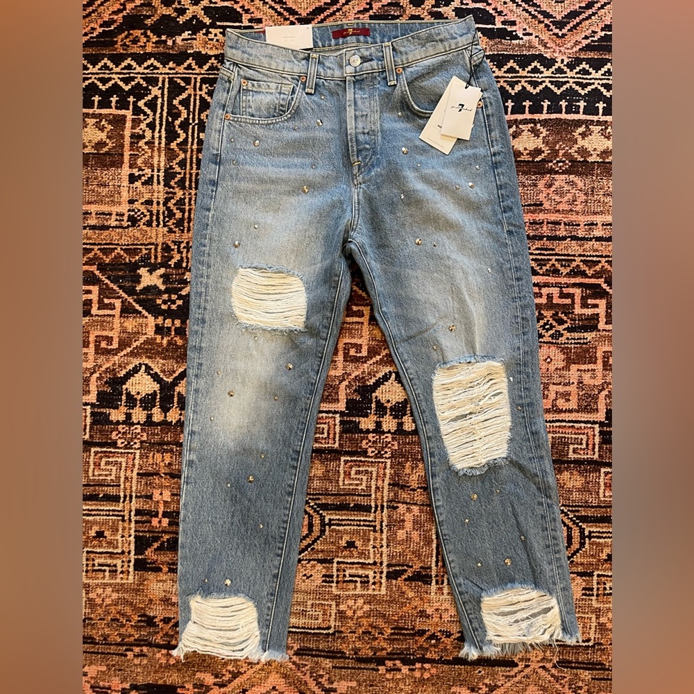 7 for all mankind size 26 studded high waist josefina skinny boyfriend